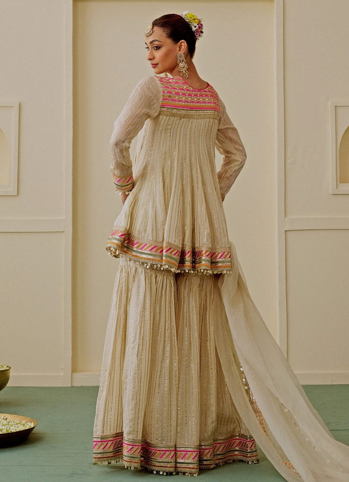 Ivory Organza Kurta Sharara Set