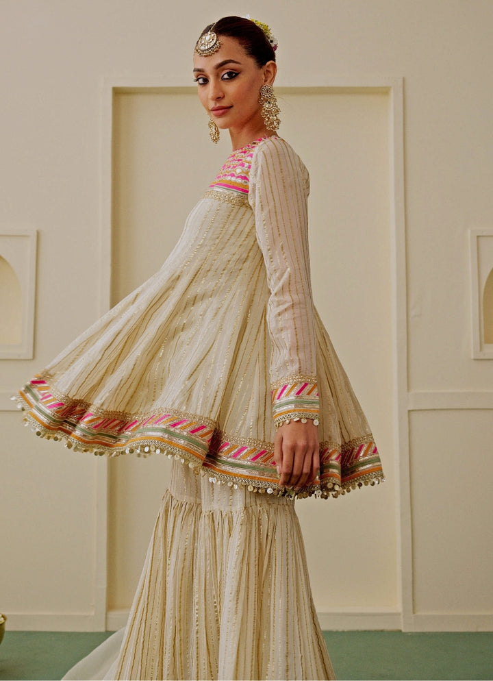 Ivory Organza Kurta Sharara Set