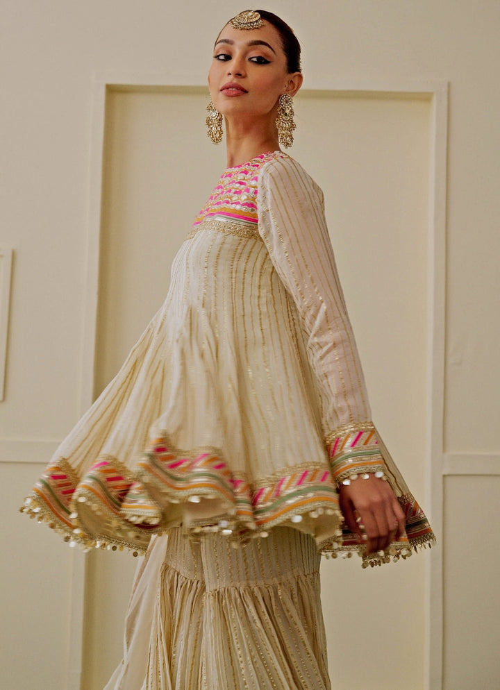 Ivory Organza Kurta Sharara Set