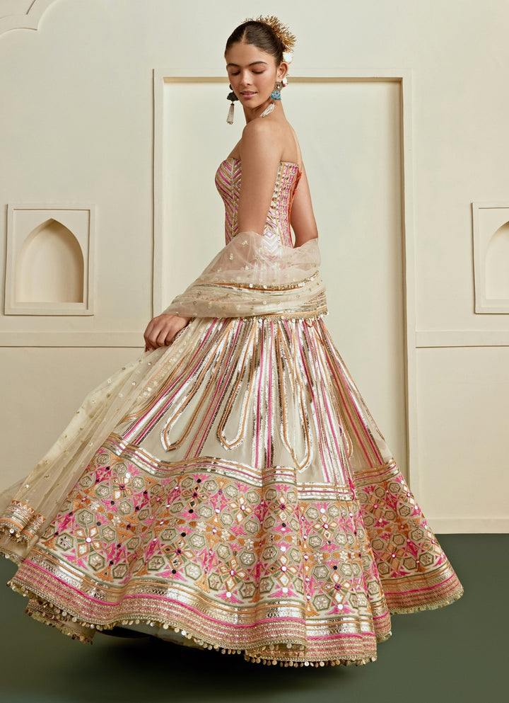 Ivory Georgette Corset Lehenga Set