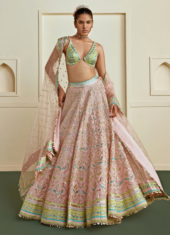 Blush Pink Georgette Bridal Lehenga Set