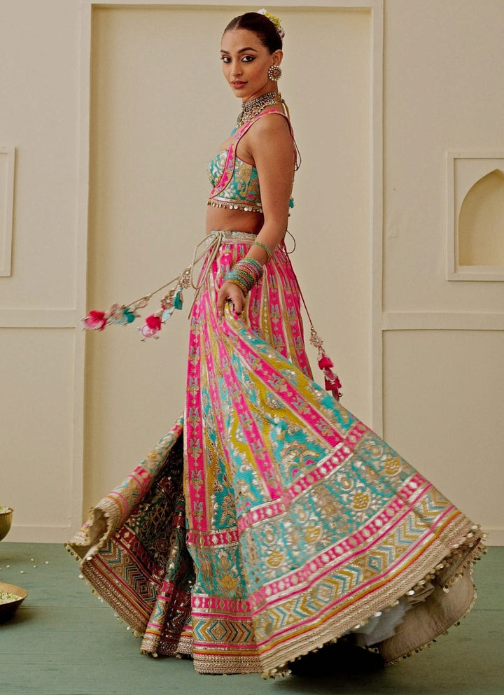 Multicolor Georgette Bridal Lehenga Set