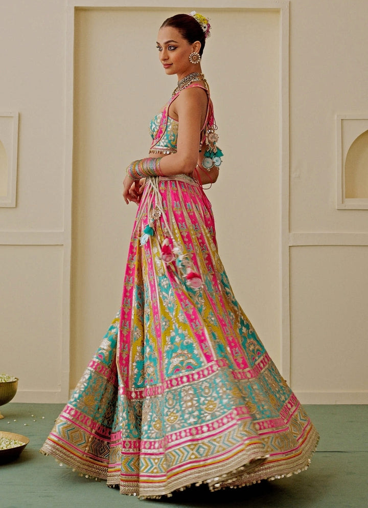 Multicolor Georgette Bridal Lehenga Set