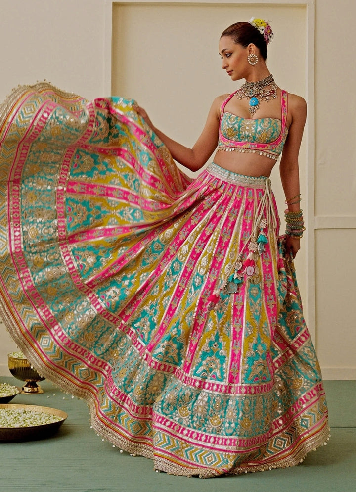 Multicolor Georgette Bridal Lehenga Set