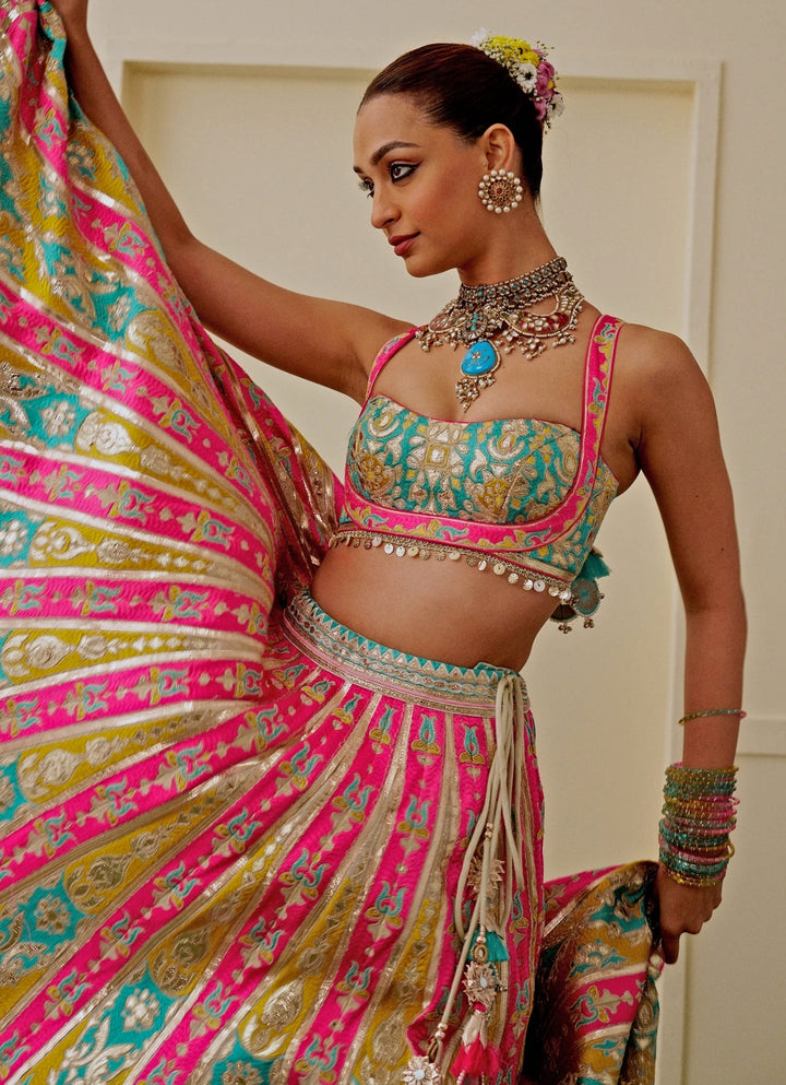 Multicolor Georgette Bridal Lehenga Set