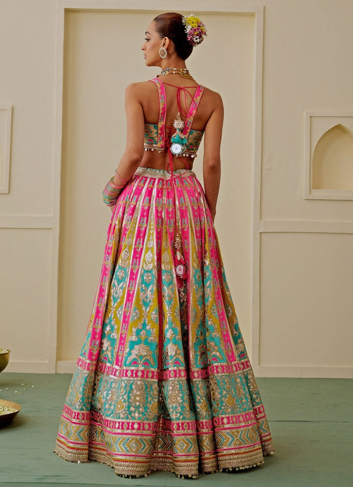 Multicolor Georgette Bridal Lehenga Set