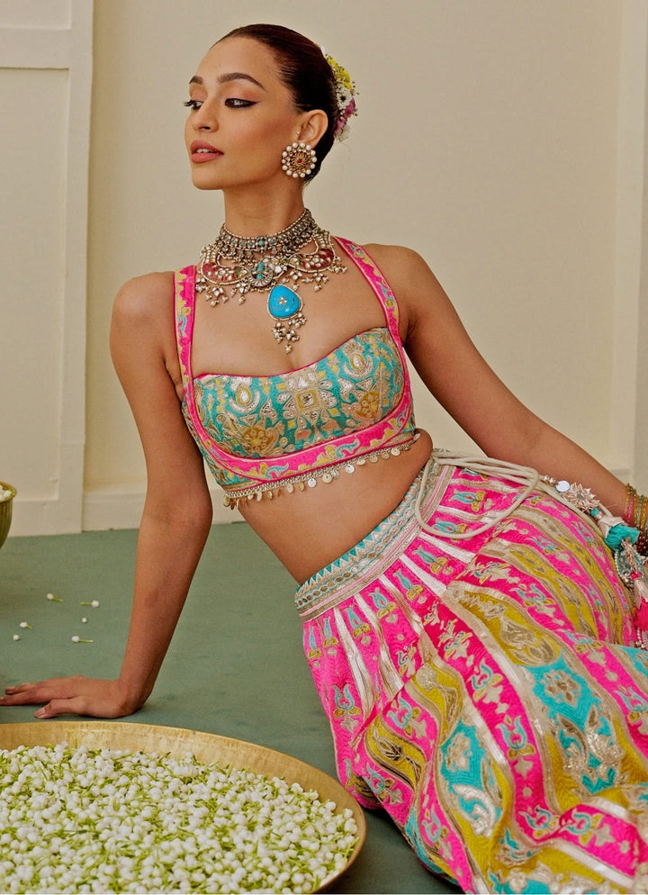 Multicolor Georgette Bridal Lehenga Set