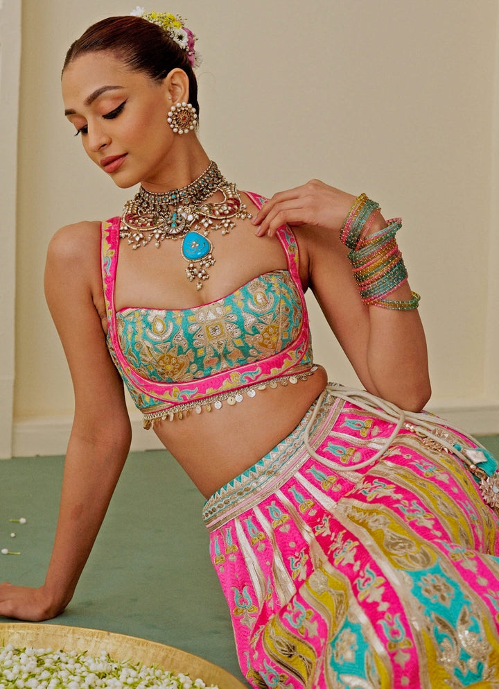 Multicolor Georgette Bridal Lehenga Set