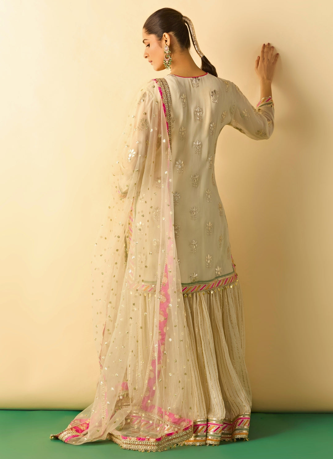 Ivory Georgette Kurta Sharara Set