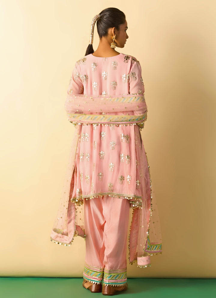 Blush Pink Tussar Salwar Kurta Set