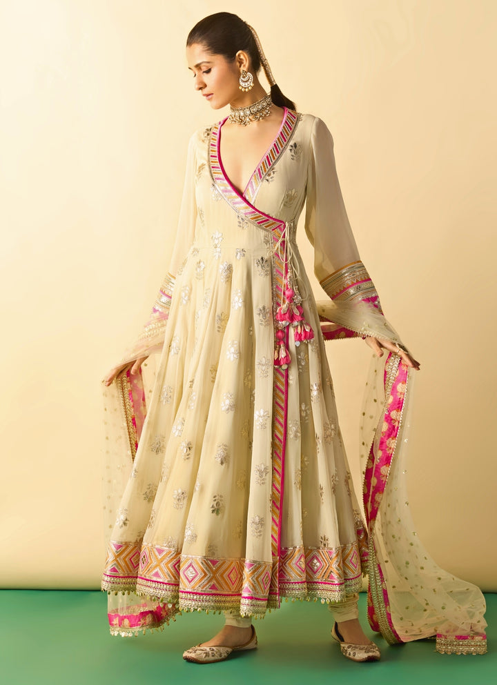 Ivory Georgette Anarkali Set