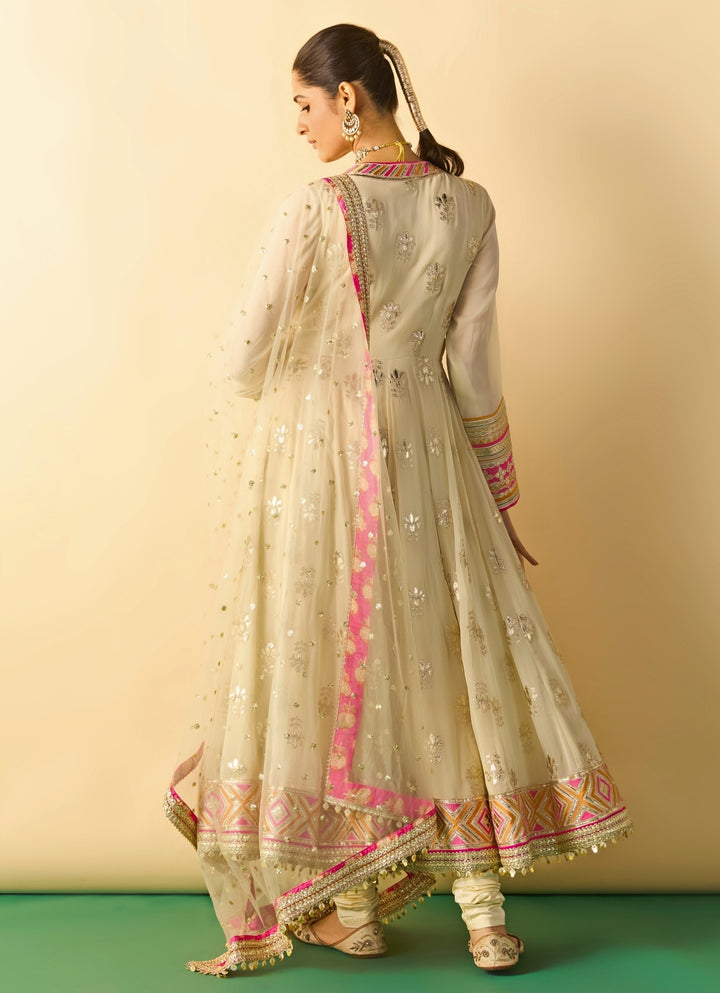 Ivory Georgette Anarkali Set