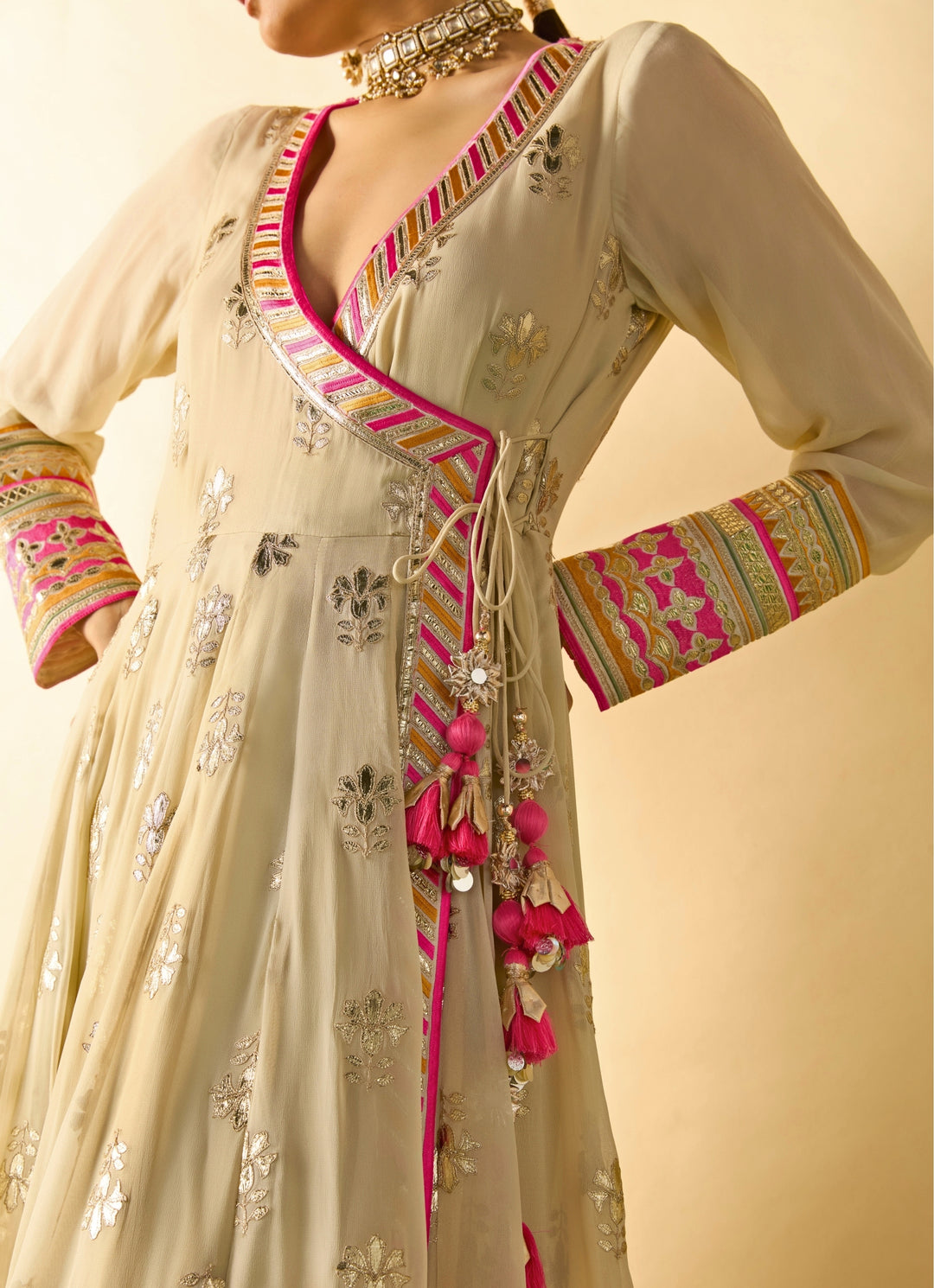 Ivory Georgette Anarkali Set