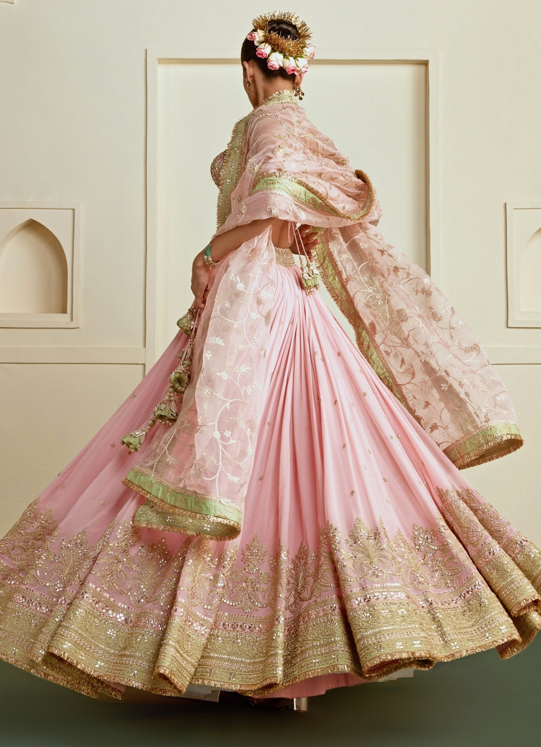 Blush Pink Georgette Bridal Lehenga Set