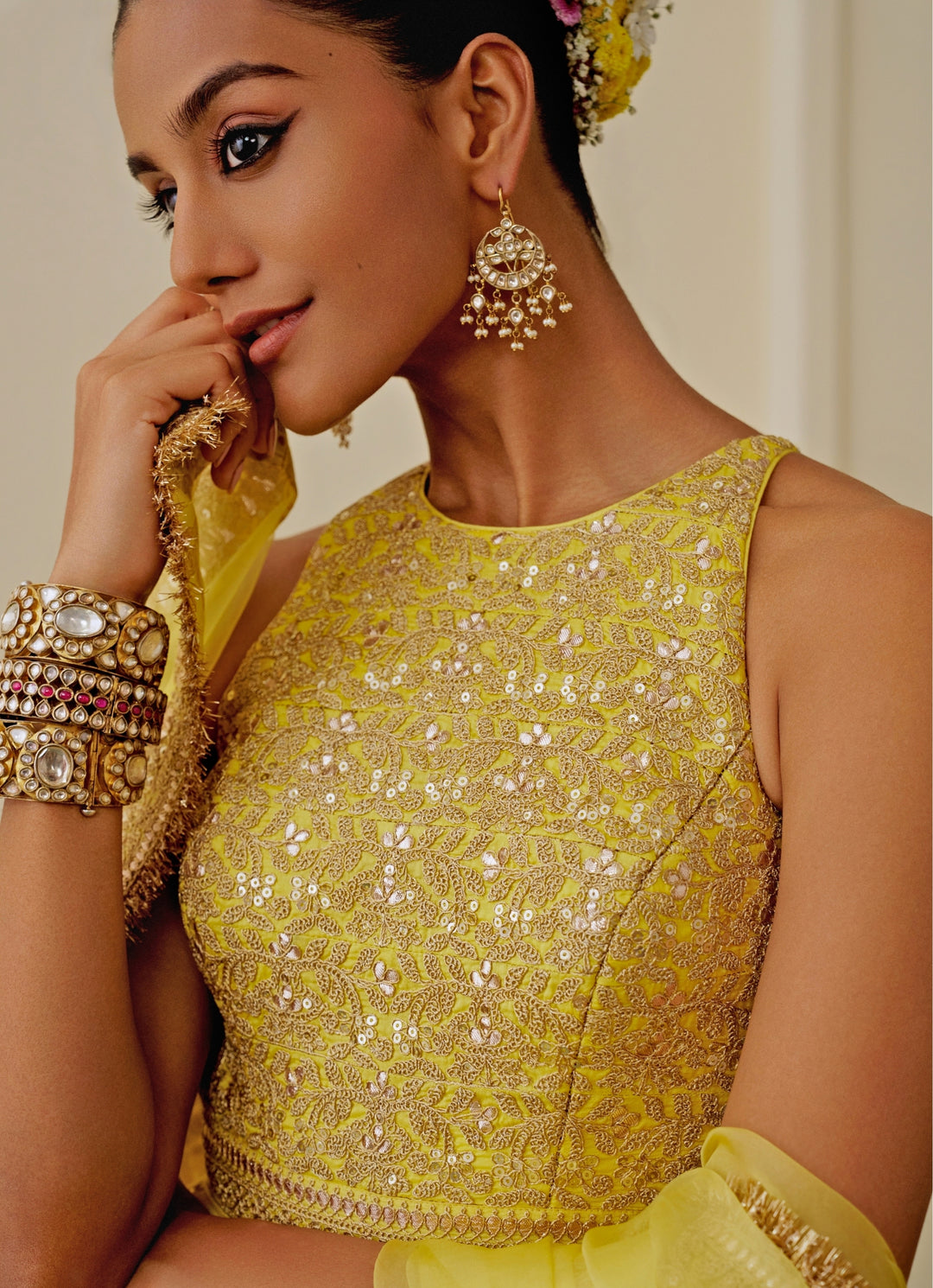 Yellow Georgette Anarkali Set