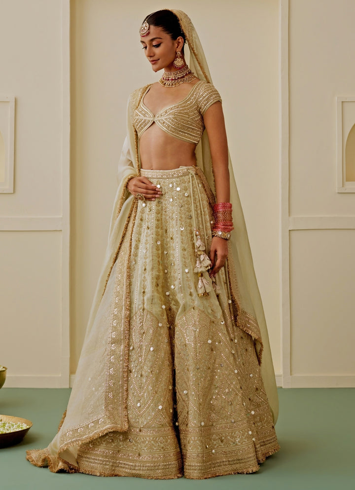 Ivory Tissue Bridal Lehenga Set