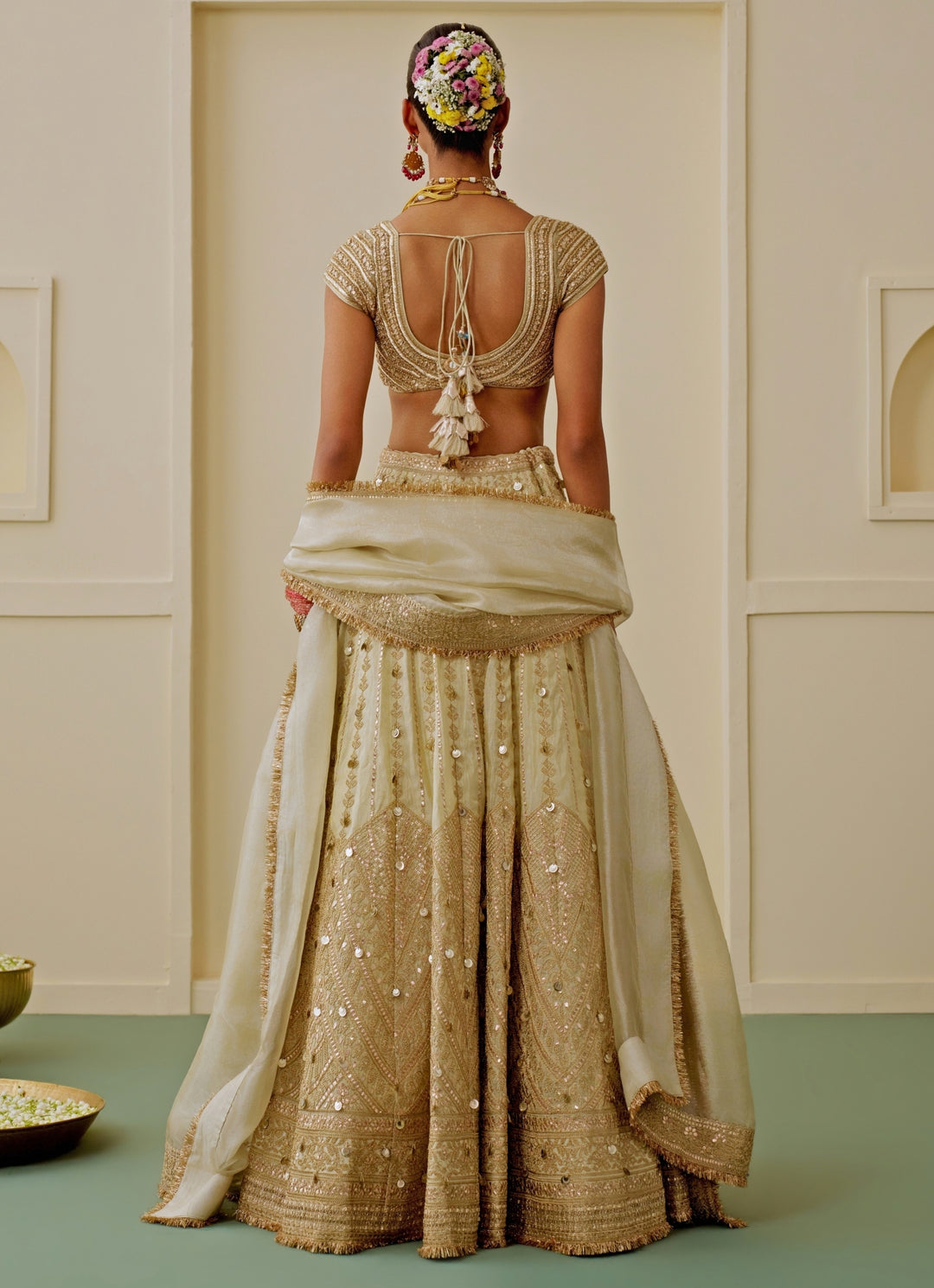 Ivory Tissue Bridal Lehenga Set