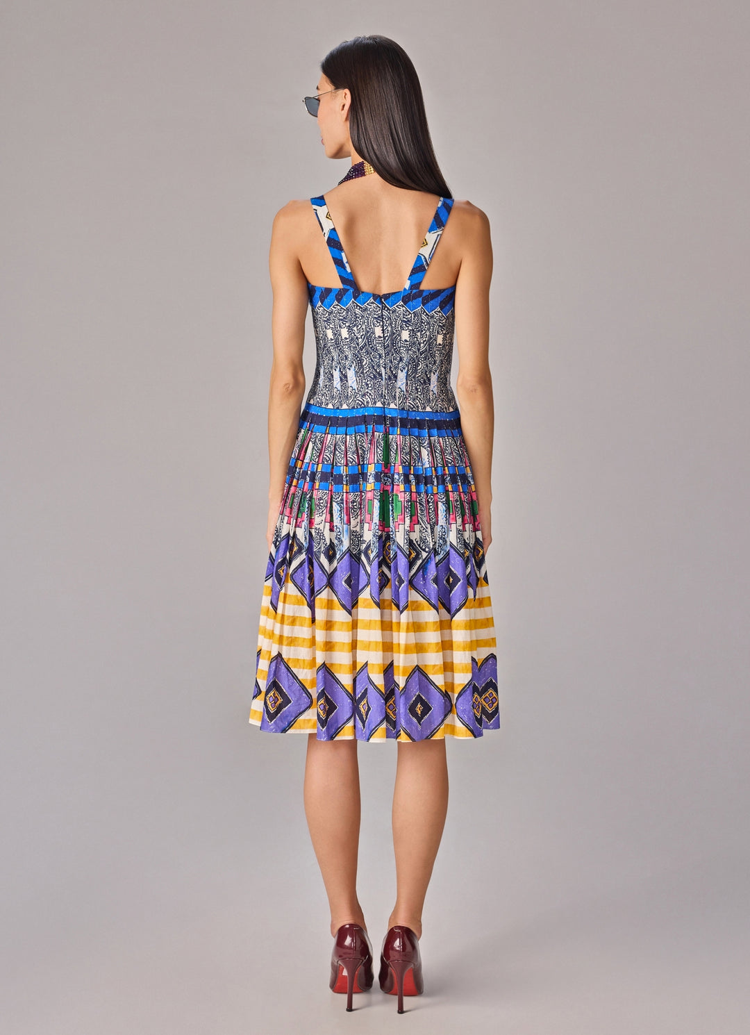 Multicolour Abstract Print Midi Dress