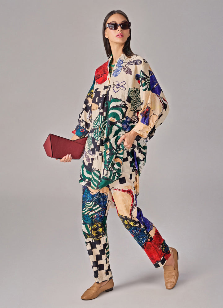 Multicolour Abstract Print Co Ord Set