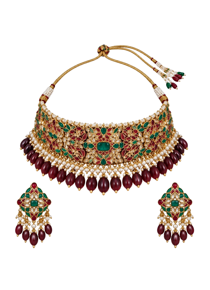 Multicolor Kundan Choker Necklace Set