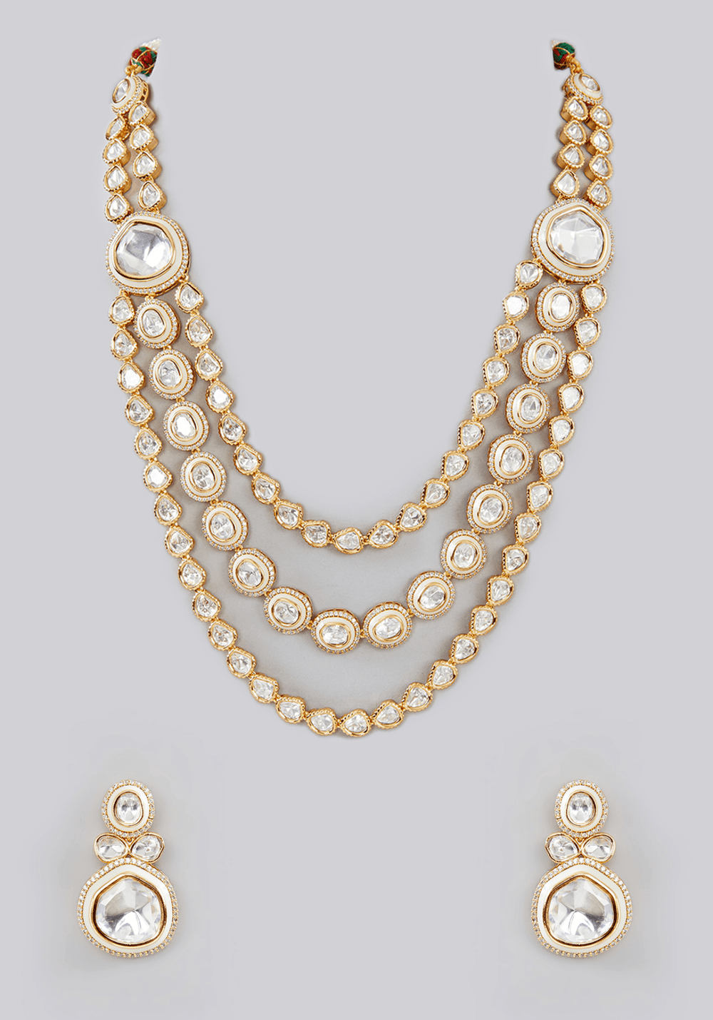 3 Line Kundan Necklace Set Zevar by Geeta - Fabilicious Fashion