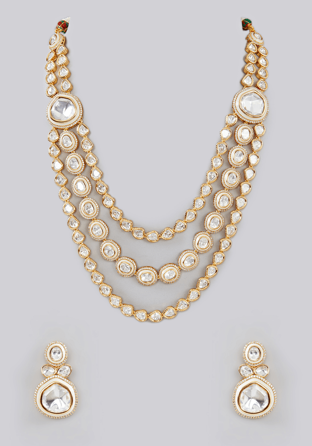 3 Line Kundan Necklace Set Zevar by Geeta - Fabilicious Fashion