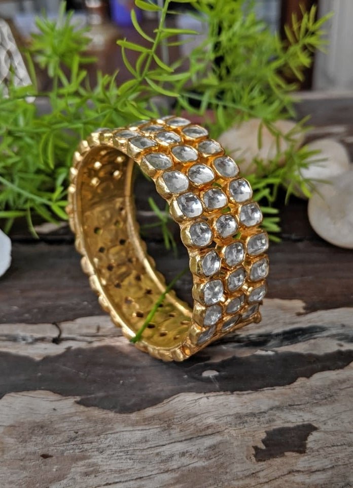 3 Line White Stone Bangles Riana by Shikha Jindal - Fabilicious Fashion
