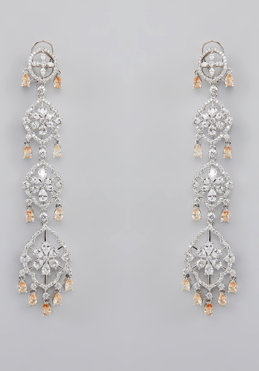 3 String Faux Diamond Earrings Zevar by Geeta - Fabilicious Fashion