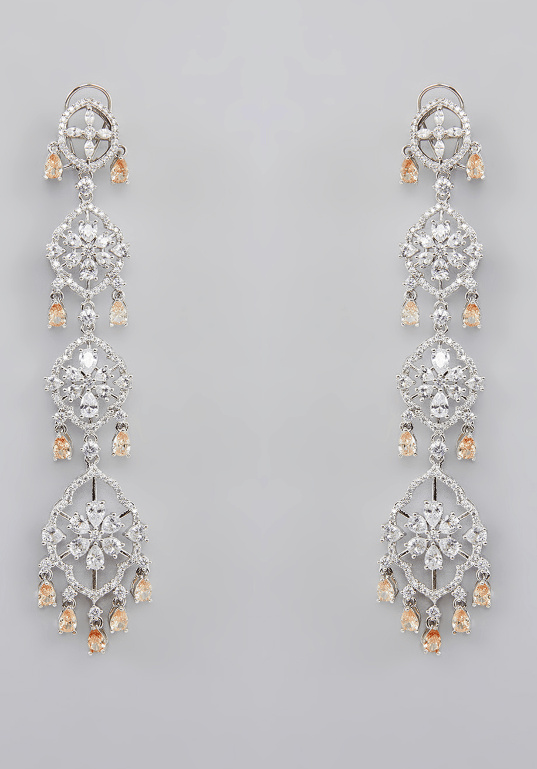 3 String Faux Diamond Earrings Zevar by Geeta - Fabilicious Fashion