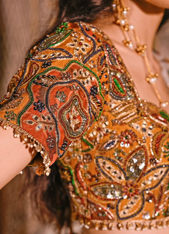 Dual Tone Printed Organza Lehenga Set
