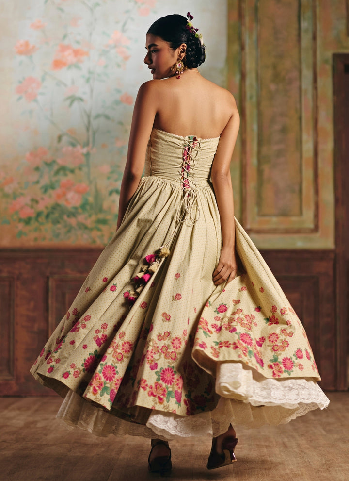 Ivory Printed Lycra Dress