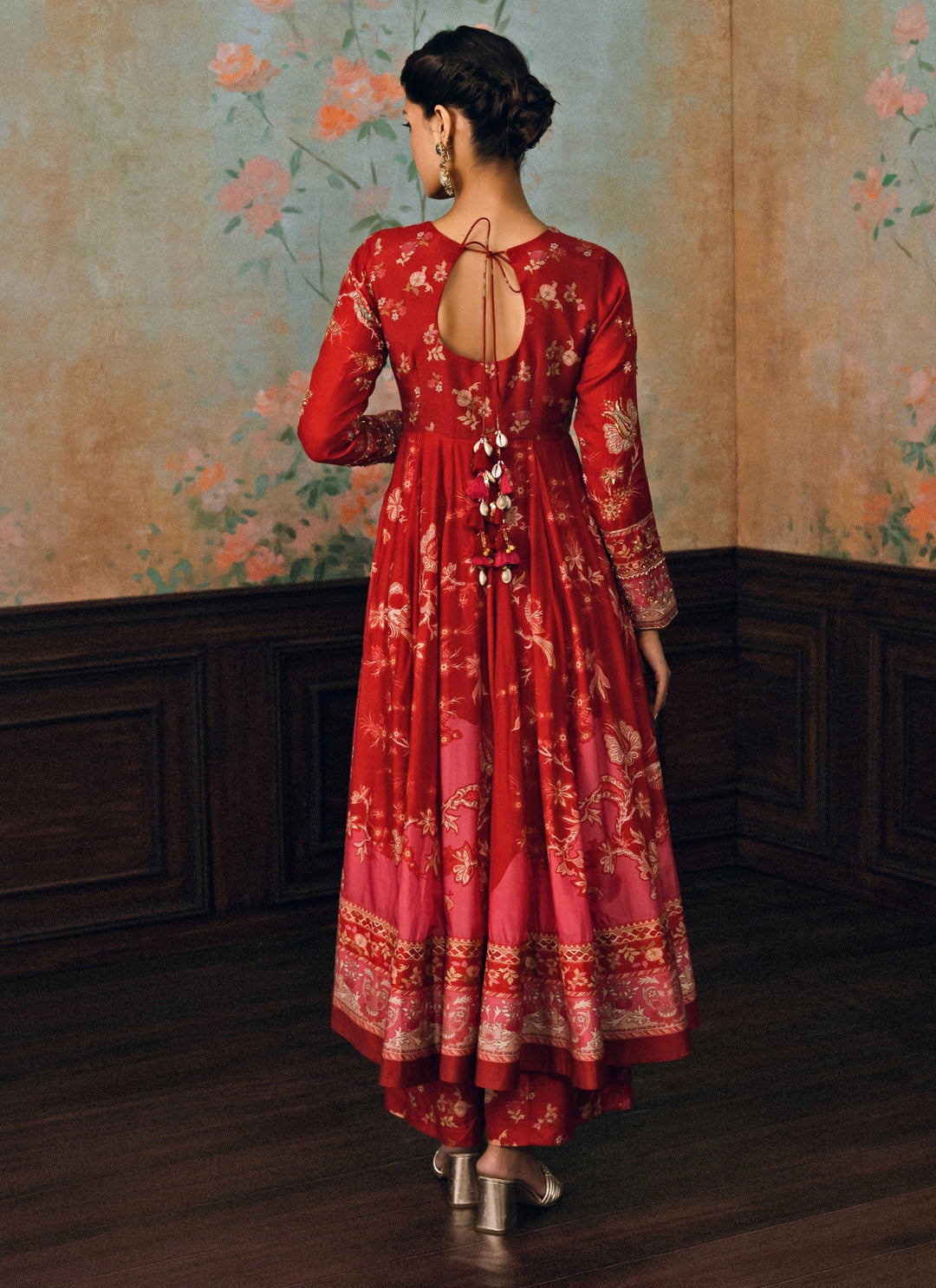 Crimson Red Cotton Silk Anarkali Set