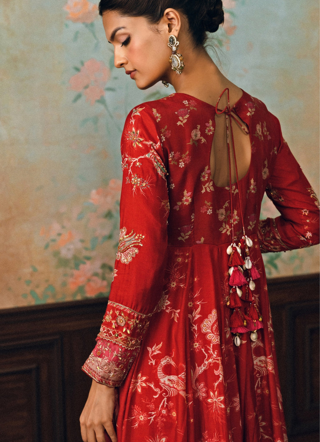 Crimson Red Cotton Silk Anarkali Set