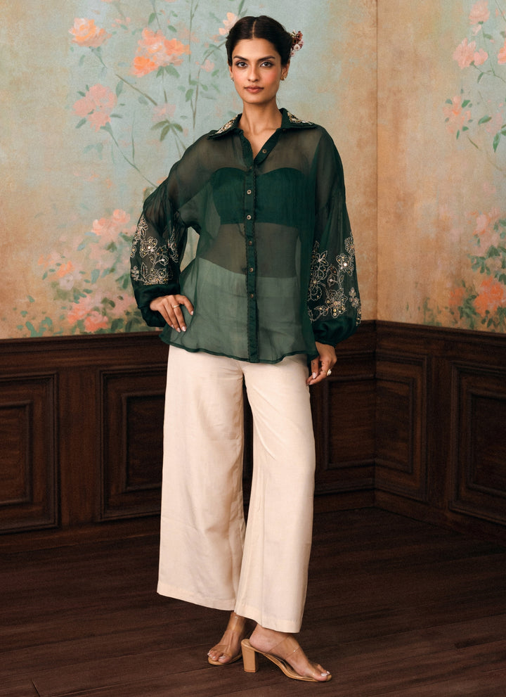 Emerald Green Organza Shirt