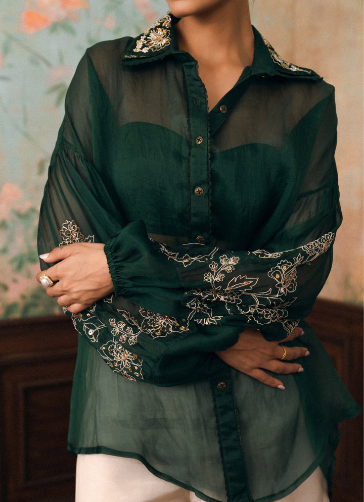 Emerald Green Organza Shirt