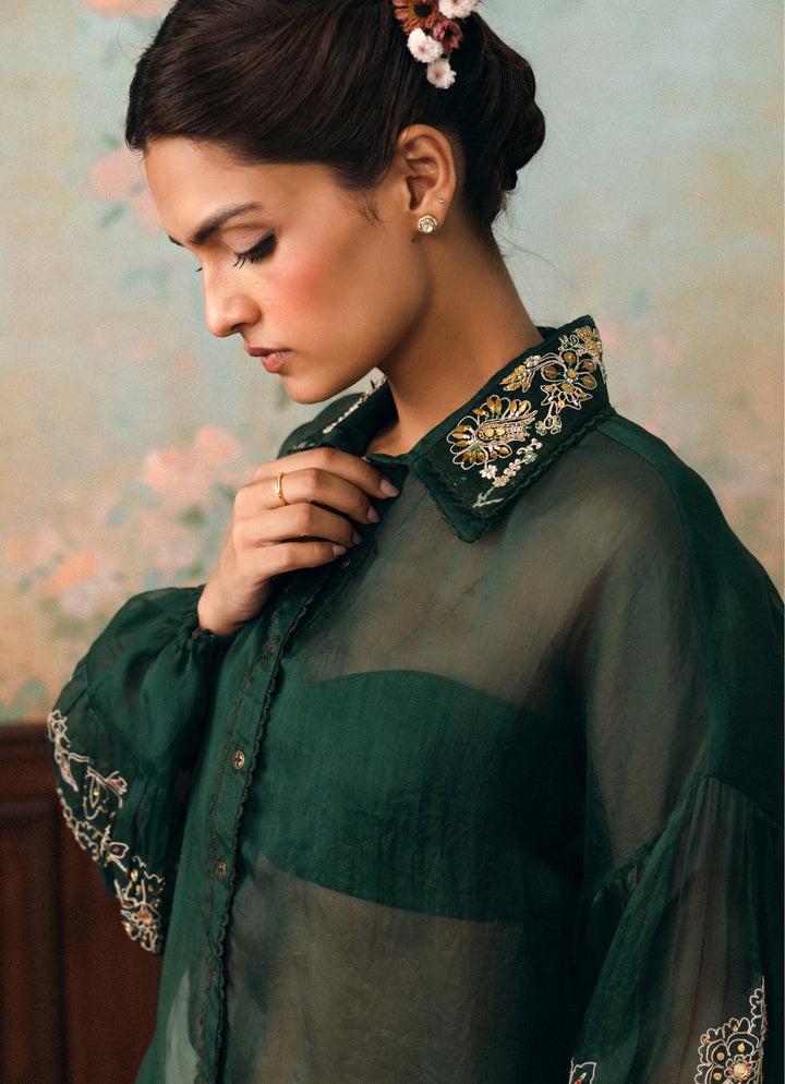Emerald Green Organza Shirt