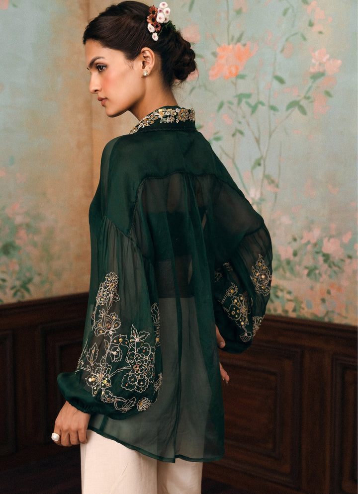 Emerald Green Organza Shirt