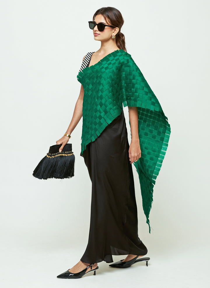 Green And Black Organza Concept Saree Set