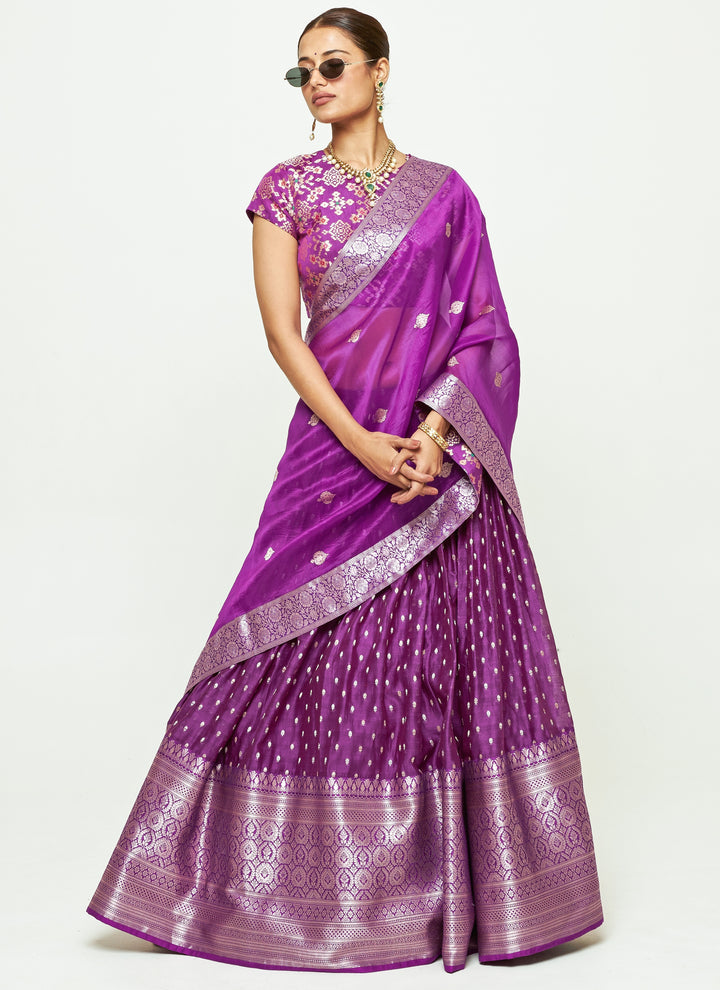 Purple Chanderi Silk Lehenga Set