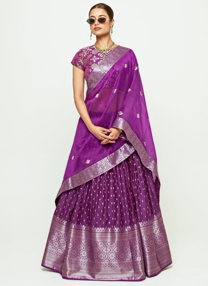 Purple Chanderi Silk Lehenga Set