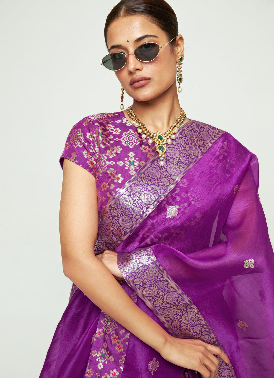 Purple Chanderi Silk Lehenga Set