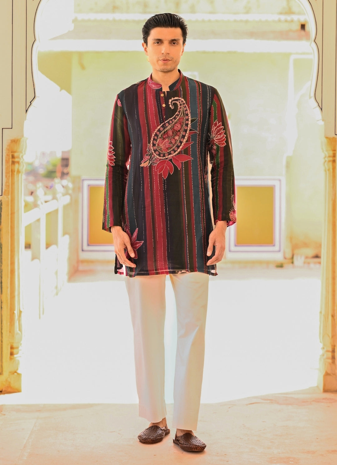 Multicolor Printed Organza Kurta Pants Set