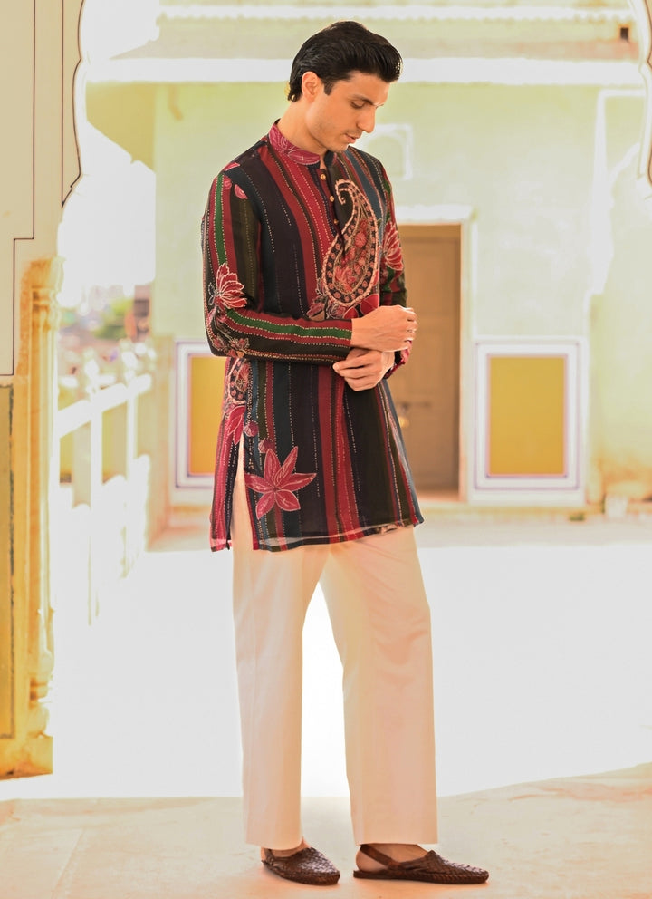 Multicolor Printed Organza Kurta Pants Set
