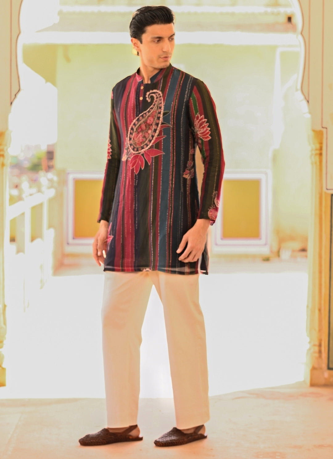 Multicolor Printed Organza Kurta Pants Set