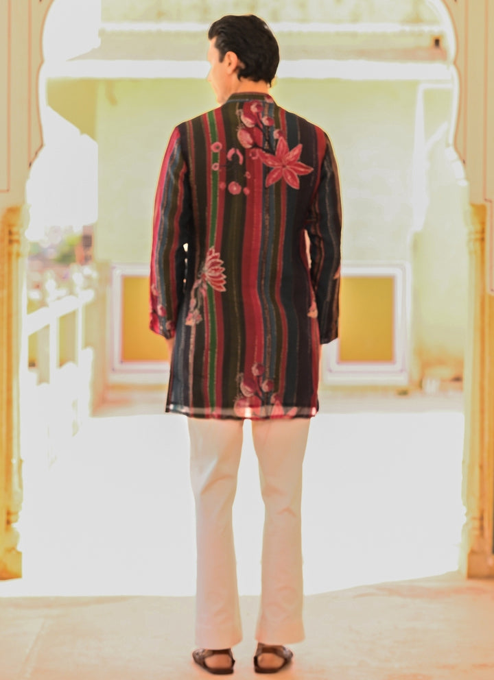 Multicolor Printed Organza Kurta Pants Set