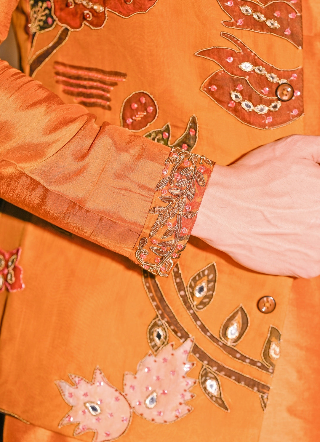 Mustard Yellow Kurta Set with Embroidered Organza Bundi