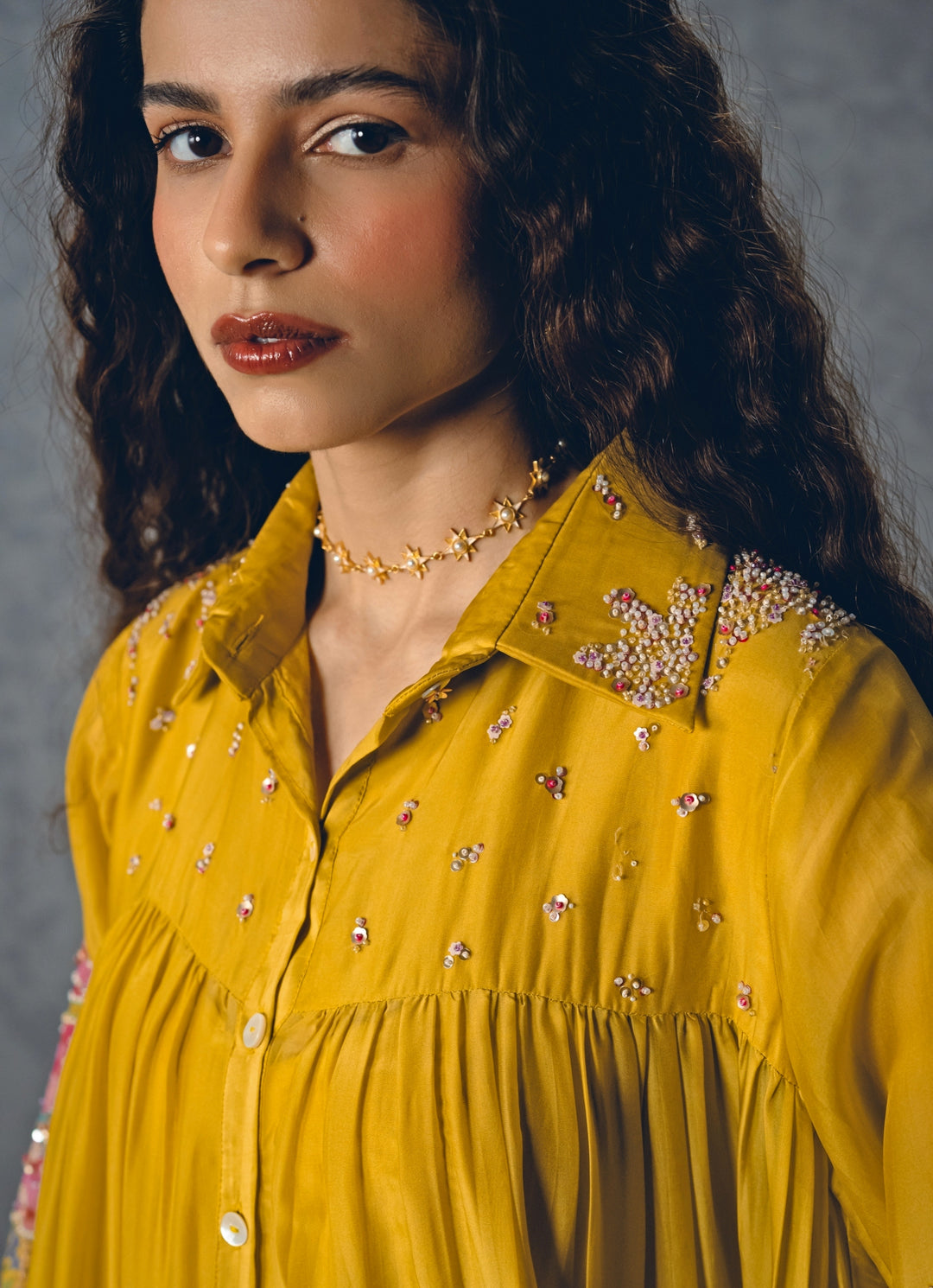 Paulmi and Harsh X Ease — Mustard Yellow Silk Blend Short Dress – Fabilicious Fashion