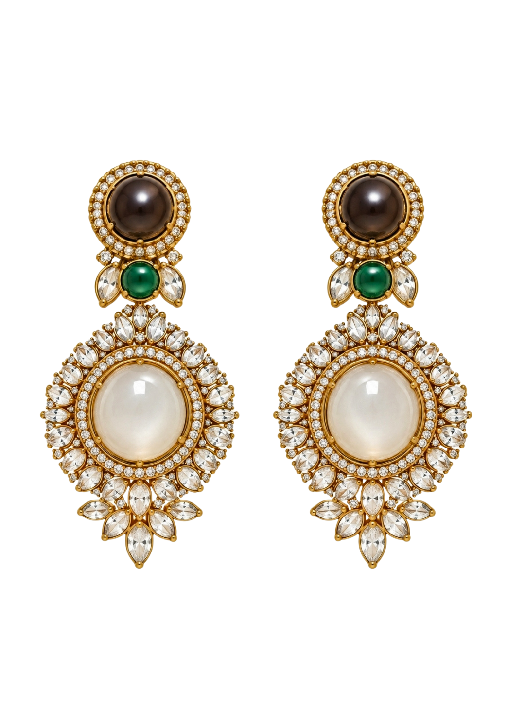 Multicolor Cabochon Zircon Drop Earrings