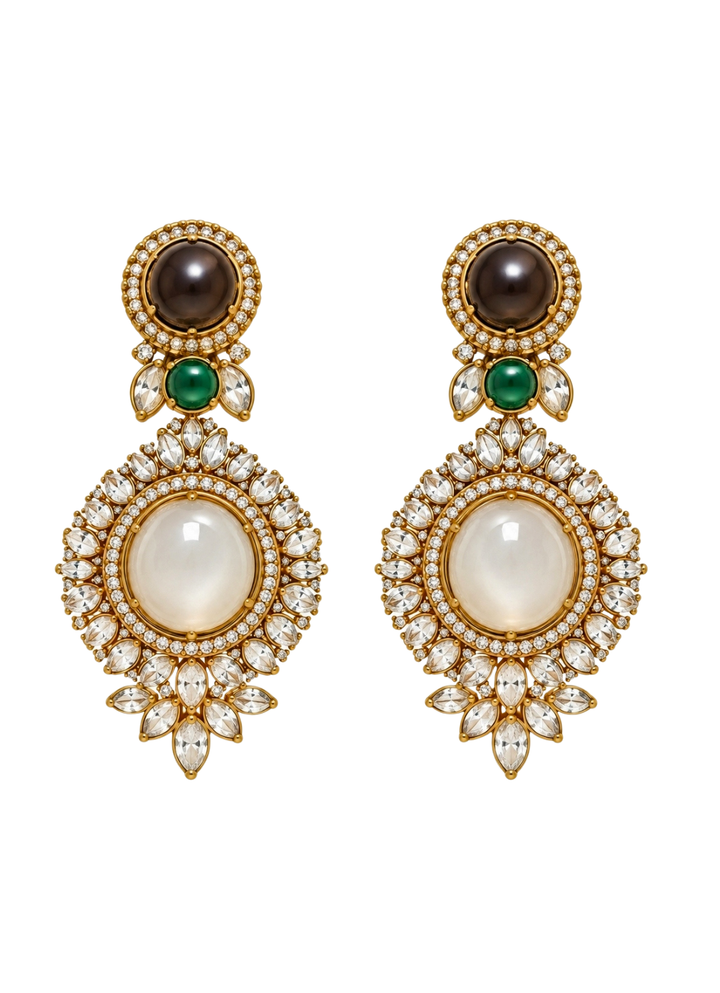 Multicolor Cabochon Zircon Drop Earrings