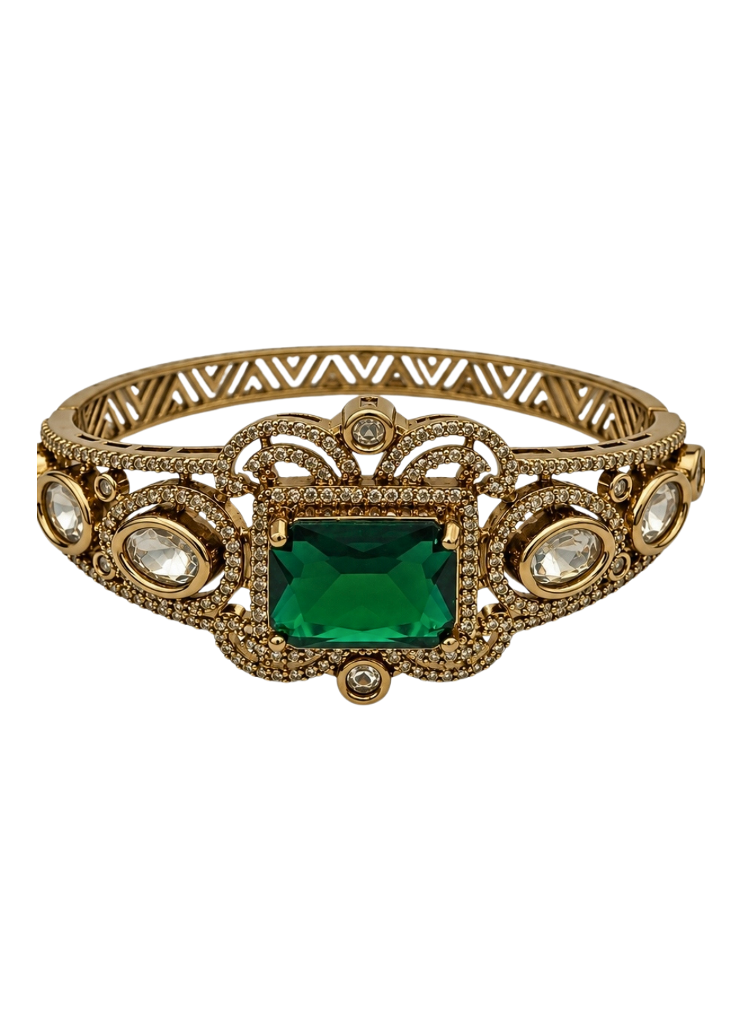 Gold Plated Emerald Stone Kada